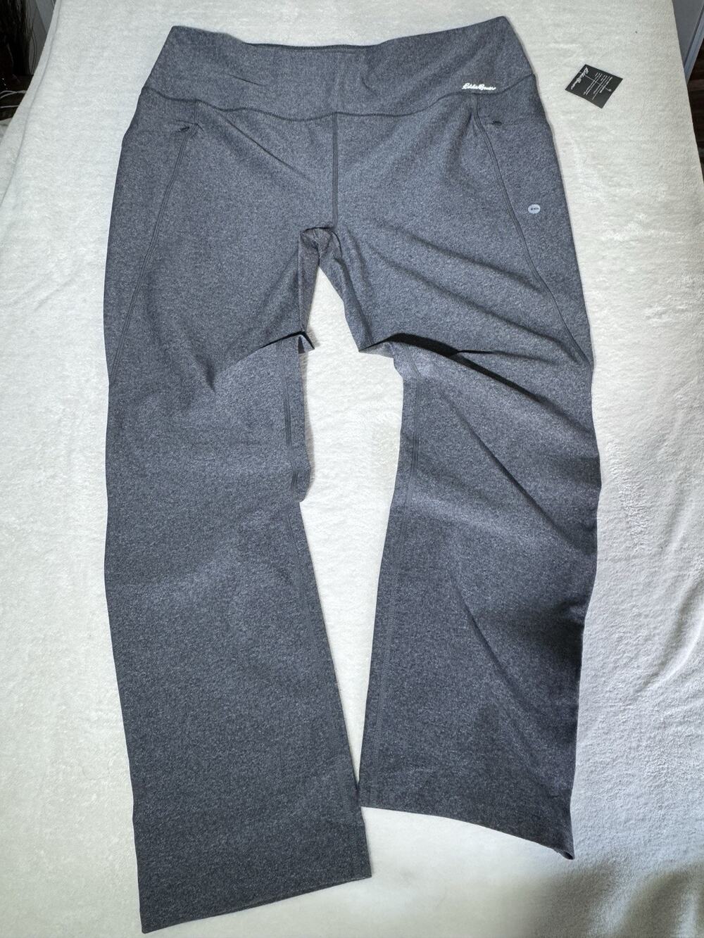 Womens Eddie Bauer Yoga Tight Straight Leg Activity Pants Heather Gray NWT